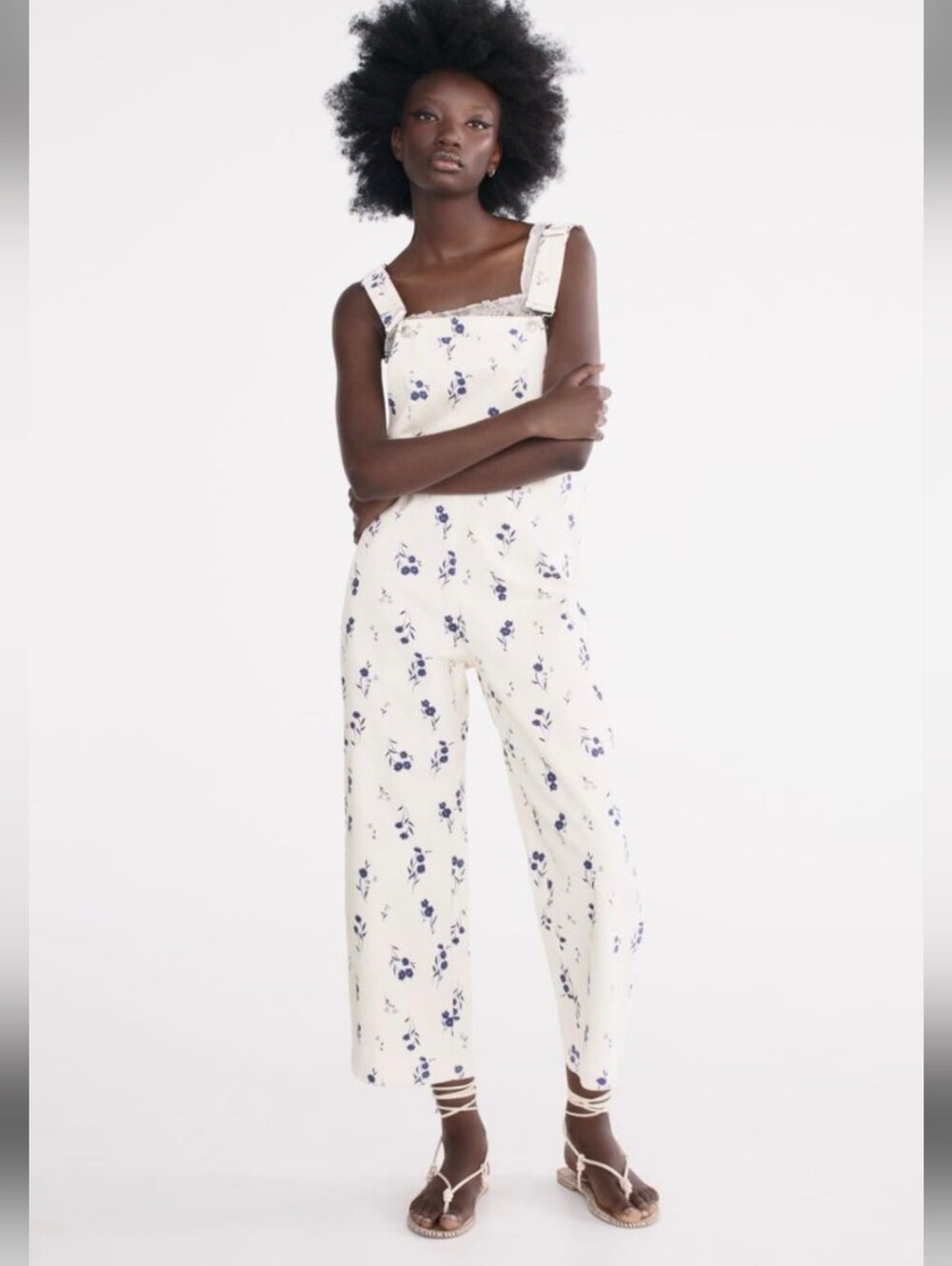 Zara Floral Ivory Wide-Leg overall